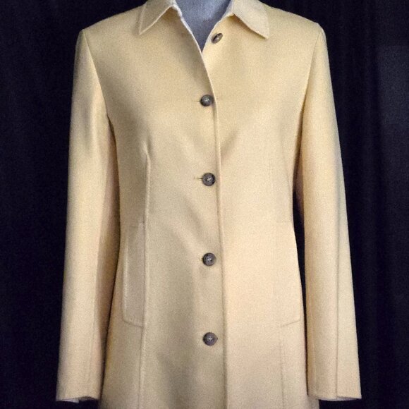 Vintage Giorgio's of Palm Beach Cashmere & Silk Blazer, Yellow, Size 40, US 4 - Picture 1 of 10